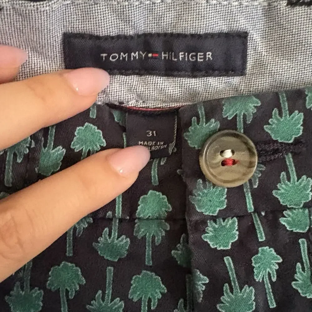Tommy Hilfiger Flex PGA Golf Shorts Mens 31 Navy Palm Tree Print Performance
